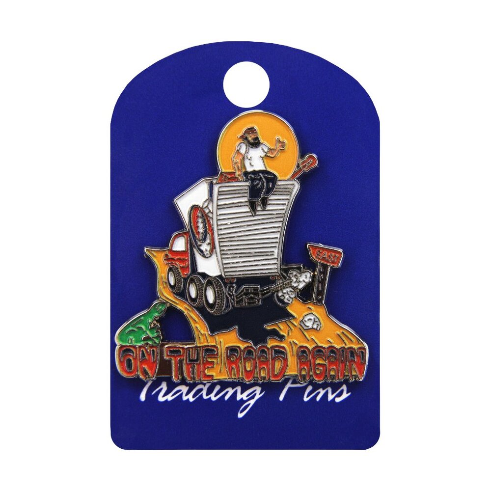 On The Road Again Enamel Pin - Funny 1960s Truck Hippie Travel Apparel Gift NWT